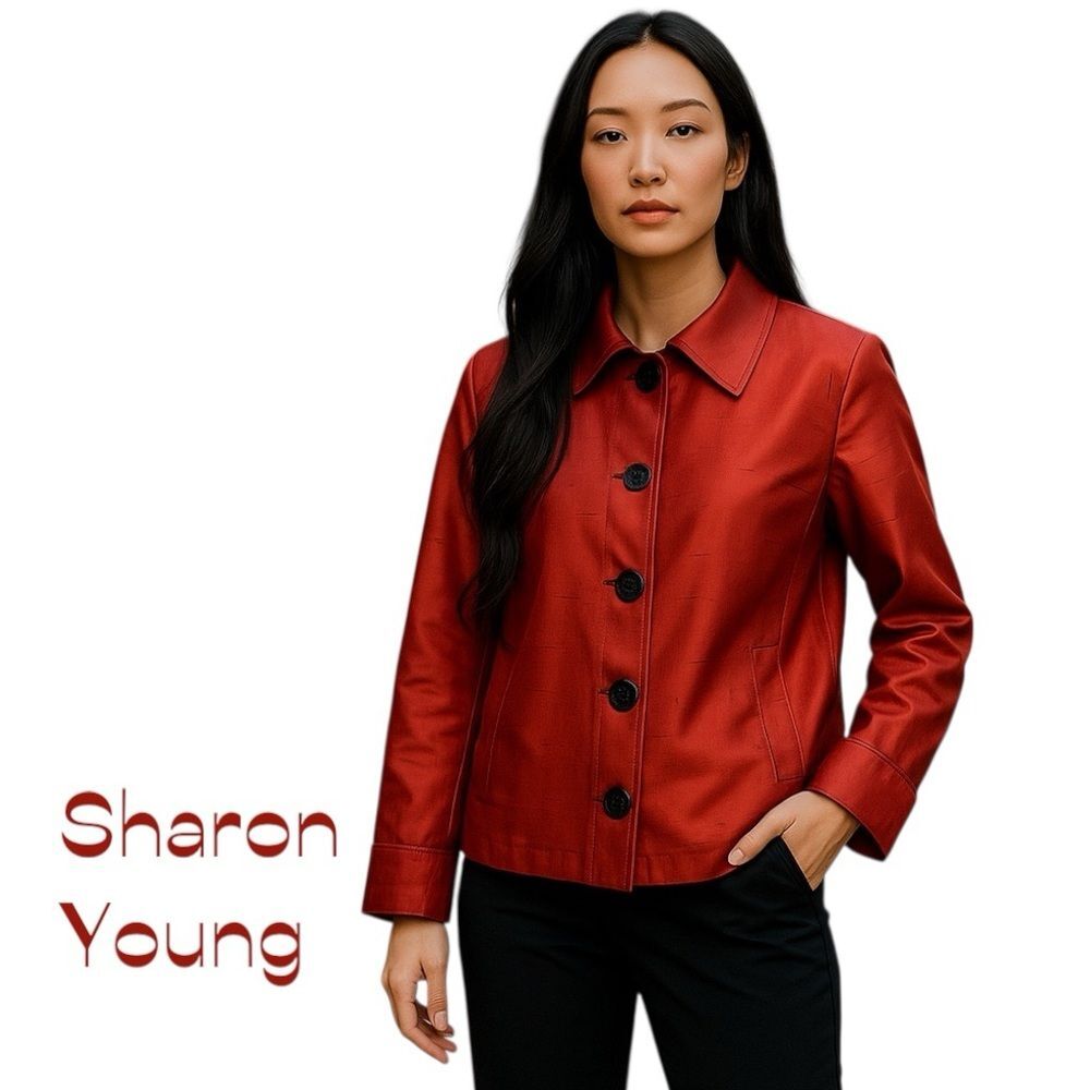 Sharon Young Silk Burnt Orange Jacket NWOT Size 8 Event Occasion